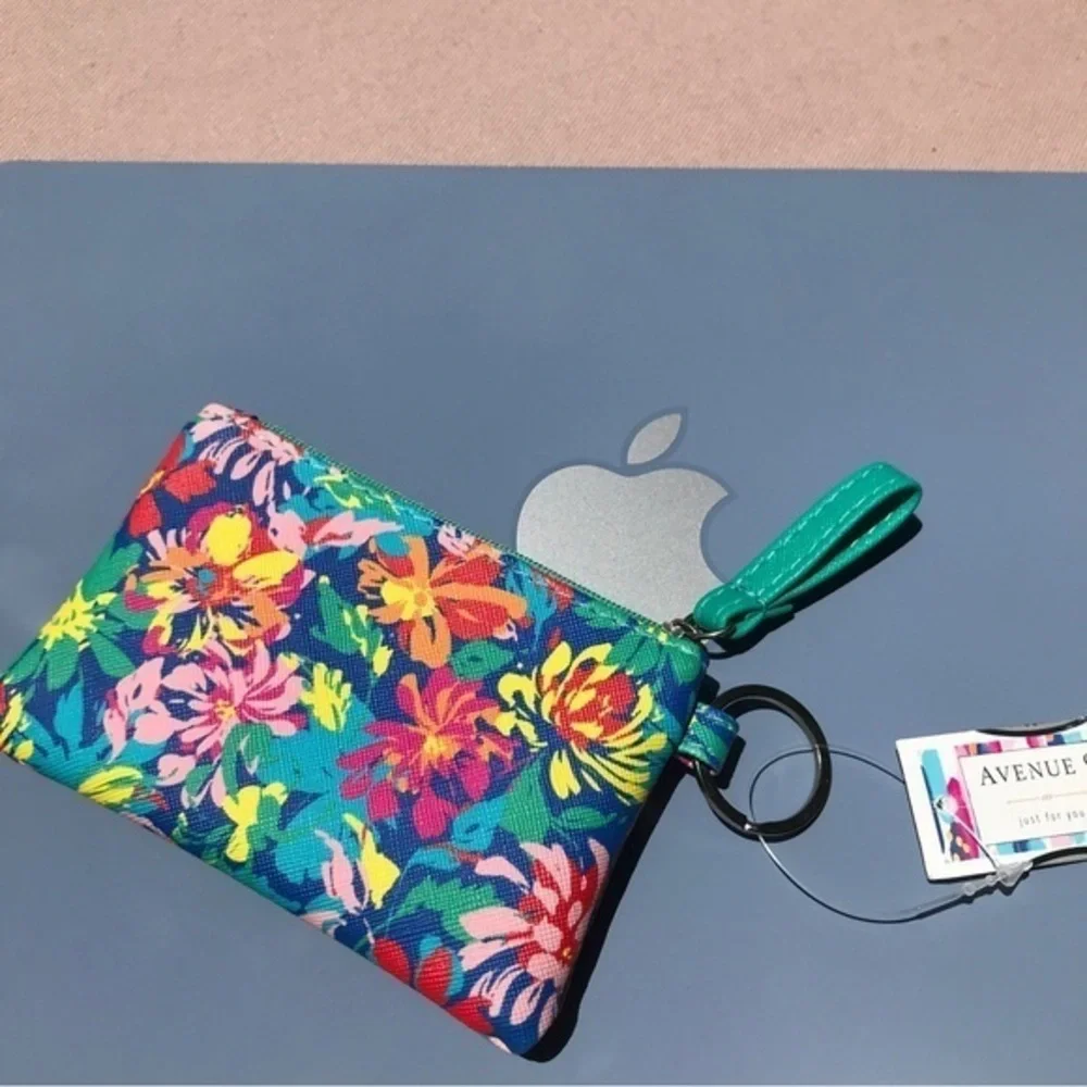 NWT Vibrant Lilly Pulitzer style Tropical Floral ID Card‎ Case Holder & Key Ring